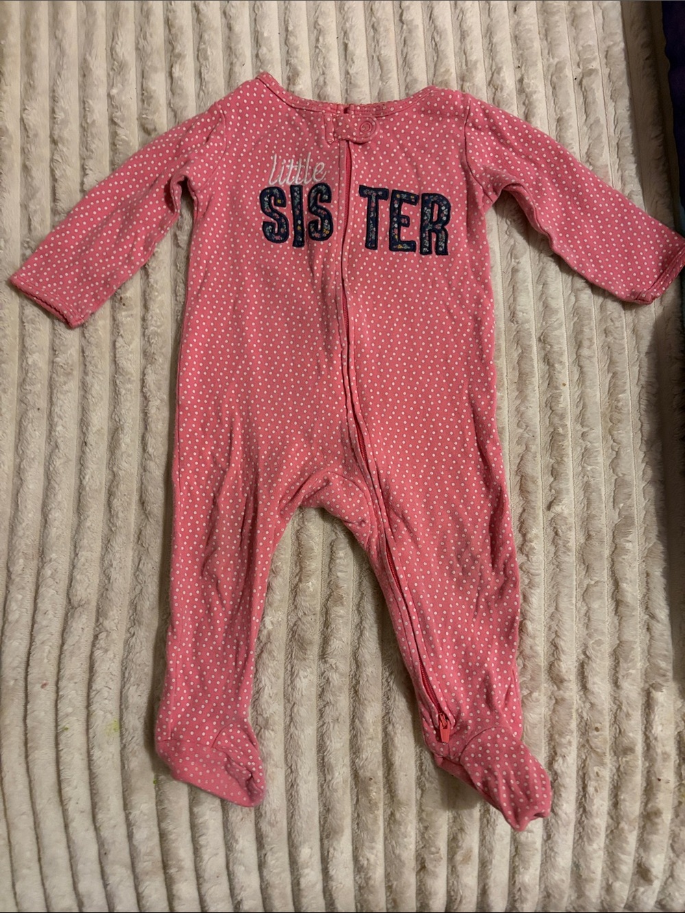 Carter's Pink Polka Dot 'Little Sister' Footed One-Piece